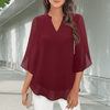 Blouses - Walda | Tijdloze Dames Blouse in Zwart – Gelaagd met V - hals en Comfortabele 3/4 Mouwen - Koraal - S - Zarandi Amsterdam