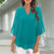 Blouses - Walda | Tijdloze Dames Blouse in Zwart – Gelaagd met V - hals en Comfortabele 3/4 Mouwen - Turquoise - S - Zarandi Amsterdam