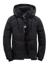 Men's Jacket - Winterdonsjack voor heren | Gewatteerd, capuchon - Zwart - S - Zarandi Amsterdam