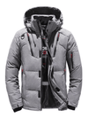 Men's Jacket - Winterdonsjack voor heren | Gewatteerd, capuchon - Grijs - S - Zarandi Amsterdam