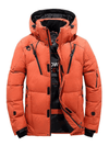 Men's Jacket - Winterdonsjack voor heren | Gewatteerd, capuchon - Oranje - S - Zarandi Amsterdam