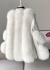 Winter Coat - Winterjas van nertshaar voor dames, V - hals | Winter - Wit - S - Zarandi Amsterdam