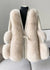 Winter Coat - Winterjas van nertshaar voor dames, V - hals | Winter - Beige - S - Zarandi Amsterdam