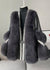 Winter Coat - Winterjas van nertshaar voor dames, V - hals | Winter - Zwart - S - Zarandi Amsterdam