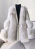 Winter Coat - Winterjas van nertshaar voor dames, V - hals | Winter - Lichtgrijs - S - Zarandi Amsterdam