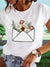 Women's Shirt - Wit T-shirt van korte mouwen met hartprint en ronde nek voor vrouwen - Bloemenletter - S - Zarandi Amsterdam