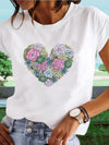 Women's Shirt - Wit T-shirt van korte mouwen met hartprint en ronde nek voor vrouwen - Hart - S - Zarandi Amsterdam