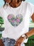 Women's Shirt - Wit T-shirt van korte mouwen met hartprint en ronde nek voor vrouwen - Hart - S - Zarandi Amsterdam