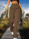 Women's Trousers - Damesbroek met hoge taille en functionele zakken - Bruin - S - Zarandi Amsterdam