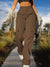 Women's Trousers - Damesbroek met hoge taille en functionele zakken - Bruin - S - Zarandi Amsterdam