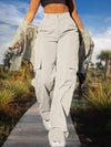 Women's Trousers - Damesbroek met hoge taille en functionele zakken - Beige - S - Zarandi Amsterdam