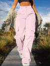 Women's Trousers - Damesbroek met hoge taille en functionele zakken - Roze - S - Zarandi Amsterdam