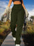 Women's Trousers - Damesbroek met hoge taille en functionele zakken - Leger groen - S - Zarandi Amsterdam