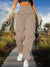 Women's Trousers - Damesbroek met hoge taille en functionele zakken - Khaki - S - Zarandi Amsterdam