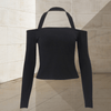 T-shirts - Yenna | Elegante off - shoulder dames top van rekbaar polyester met lange mouwen - S - Zarandi Amsterdam