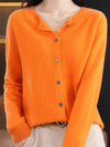 Women's Sweater - Zacht gebreid vest voor dames | Klassieke ronde hals - Oranje - S - Zarandi Amsterdam