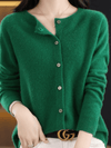 Women's Sweater - Zacht gebreid vest voor dames | Klassieke ronde hals - Groen - S - Zarandi Amsterdam