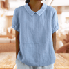 Blouses - Zazane | Witte blouse van zachte stof met verfijnde kraag en ontspannen pasvorm - Blauw - S - Zarandi Amsterdam