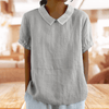 Blouses - Zazane | Witte blouse van zachte stof met verfijnde kraag en ontspannen pasvorm - Lichtgrijs - S - Zarandi Amsterdam