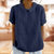 Blouses - Zazane | Witte blouse van zachte stof met verfijnde kraag en ontspannen pasvorm - Marineblauw - S - Zarandi Amsterdam