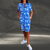 Casual Summer Wear - Zenaida | Luchtige zomerse jurk met A - lijn en V - hals van ademend katoen - Blauw - S - Zarandi Amsterdam