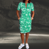 Casual Summer Wear - Zenaida | Luchtige zomerse jurk met A - lijn en V - hals van ademend katoen - Groen - S - Zarandi Amsterdam