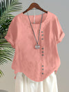 Women's Blouse - Zomerblouse met korte mouwen met ronde halslijn - Roze - S - Zarandi Amsterdam