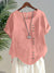 Women's Blouse - Zomerblouse met korte mouwen met ronde halslijn - Roze - S - Zarandi Amsterdam