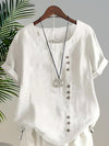 Women's Blouse - Zomerblouse met korte mouwen met ronde halslijn - Wit - S - Zarandi Amsterdam