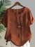 Women's Blouse - Zomerblouse met korte mouwen met ronde halslijn - Bruin - S - Zarandi Amsterdam
