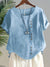 Women's Blouse - Zomerblouse met korte mouwen met ronde halslijn - Lichtblauw - S - Zarandi Amsterdam
