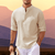 Casual Shirts: Casual Shirts - Zomers Heren Shirt – Ademend Katoen en Halve Knoopsluiting - Beige - S - Zarandi Amsterdam