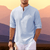 Casual Shirts: Casual Shirts - Zomers Heren Shirt – Ademend Katoen en Halve Knoopsluiting - Lichtblauw - S - Zarandi Amsterdam