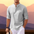 Casual Shirts: Casual Shirts - Zomers Heren Shirt – Ademend Katoen en Halve Knoopsluiting - Lichtgrijs - S - Zarandi Amsterdam