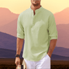 Casual Shirts: Casual Shirts - Zomers Heren Shirt – Ademend Katoen en Halve Knoopsluiting - Lichtgroen - S - Zarandi Amsterdam