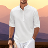 Casual Shirts: Casual Shirts - Zomers Heren Shirt – Ademend Katoen en Halve Knoopsluiting - Wit - S - Zarandi Amsterdam