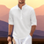Casual Shirts: Casual Shirts - Zomers Heren Shirt – Ademend Katoen en Halve Knoopsluiting - Wit - S - Zarandi Amsterdam