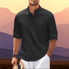 Casual Shirts: Casual Shirts - Zomers Heren Shirt – Ademend Katoen en Halve Knoopsluiting - Zwart - S - Zarandi Amsterdam