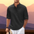 Casual Shirts: Casual Shirts - Zomers Heren Shirt – Ademend Katoen en Halve Knoopsluiting - Zwart - S - Zarandi Amsterdam