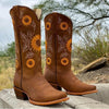 Winter Boots - Zonnebloem Design Laarzen voor Dames | Enkelhoogte met - Bruin - 35 - Zarandi Amsterdam