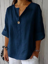 Dames Casual V - hals Blouse - ModeParisienne® Ninalyn | Dames Casual V - hals Blouse - Marineblauw - S - Zarandi Amsterdam