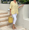 Stijlvolle V - hals Blouse - ModeParisienne® Janelyn | Stijlvolle V - hals Blouse - Citroengeel - S - Zarandi Amsterdam