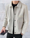 Bernard - Giacca casual in tessuto intrecciato con colletto e chiusura a bottoni