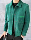 Bernard - Giacca casual in tessuto intrecciato con colletto e chiusura a bottoni