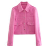 ModeParisienne® wollen dames zomer jas met omslagkraag en knoop