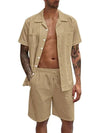 Relaxed Fit Linnen Kleding Set voor Heren - Romar | Relaxed Fit Linnen Kleding Set voor Heren - Khaki - S - Zarandi Amsterdam