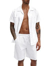 Relaxed Fit Linnen Kleding Set voor Heren - Romar | Relaxed Fit Linnen Kleding Set voor Heren - Wit - S - Zarandi Amsterdam
