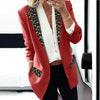 ModeParisienne® rode luipaardprint met draaikraag revers lange zomerjas