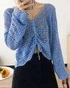 Touwsluiting Mesh Zomer Vrouwen Crop Top - ModeParisienne® Elvana | Touwsluiting Mesh Zomer Vrouwen Crop Top - Blauw - Zarandi Amsterdam