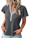 Elegante Vlindermouw Wafelbrei Dames Top - ModeParisienne® Romya | Elegante Vlindermouw Wafelbrei Dames Top - Donkergrijs - S - Zarandi Amsterdam